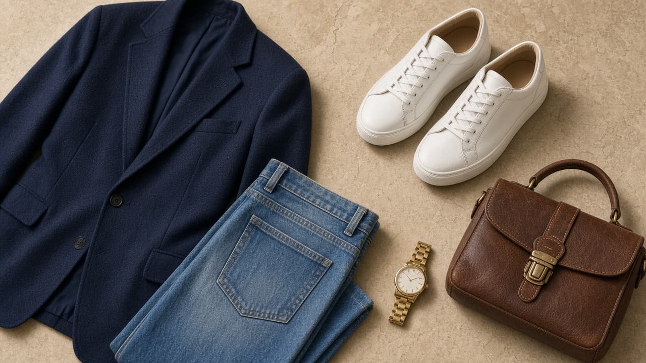 Flat-lay fashion pieces for the Okrikah marketplace